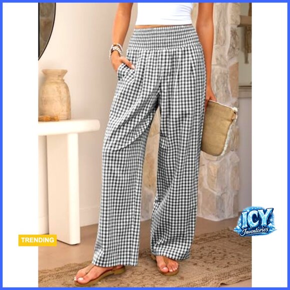 100% Rayon Palazzo Pants Wide Leg High Waisted Lounge Pajama Pants - Picture 2 of 7